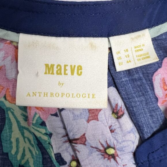 Maeve Anthropologie Melange Floral Print Tank Top Sz 12 Sleeveless Viscose - Picture 7 of 11